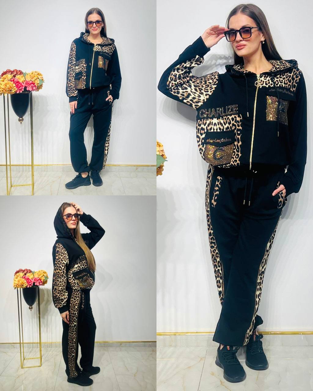 Charlize ΣΕΤ ΜΠΛΟΥΖΑ ΜΕ ΦΕΡΜΟΥΑΡ & ΚΟΥΚΟΥΛΑ & ΠΑΝΤΕΛΟΝΙ ΜΑΥΡΟ