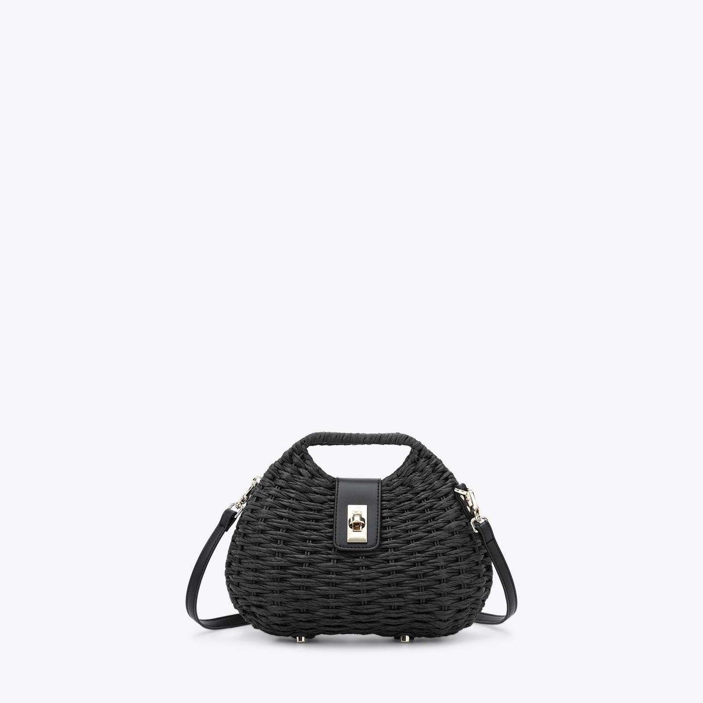 Axel Ψάθινη Τσάντα Χιαστί Μαύρη - Μαύρο