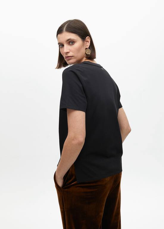 LOLA CASADEMUNT Βαμβακερό t-shirt με κεντημένη παγιετες