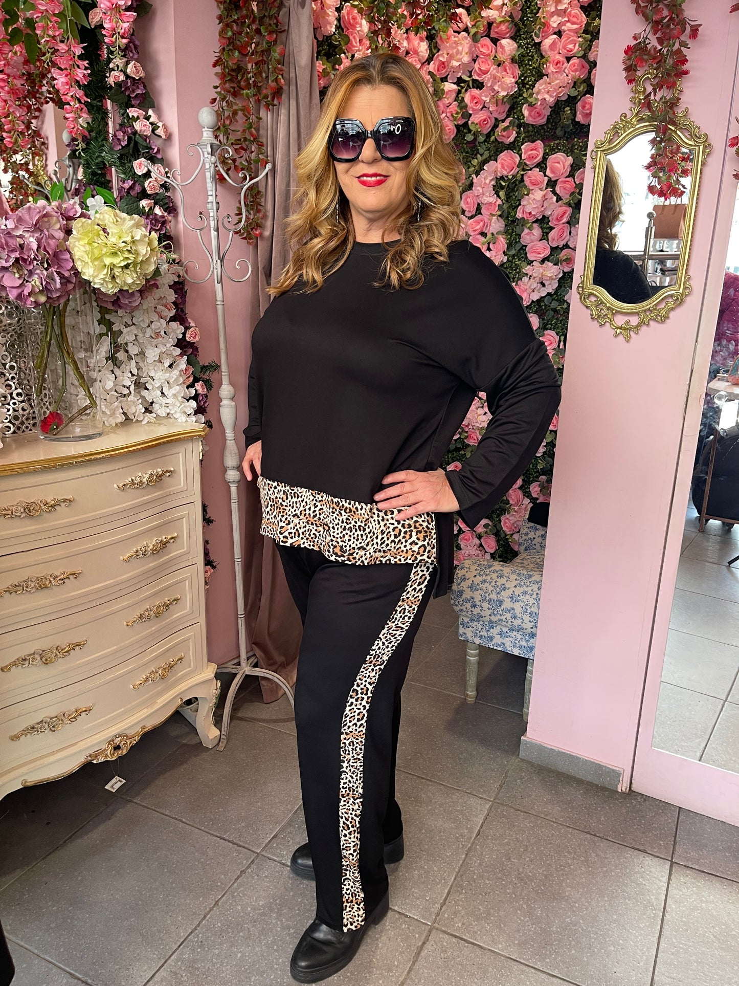 Βαμβακερό σετ με λεοπάρ λεπτομέρειες