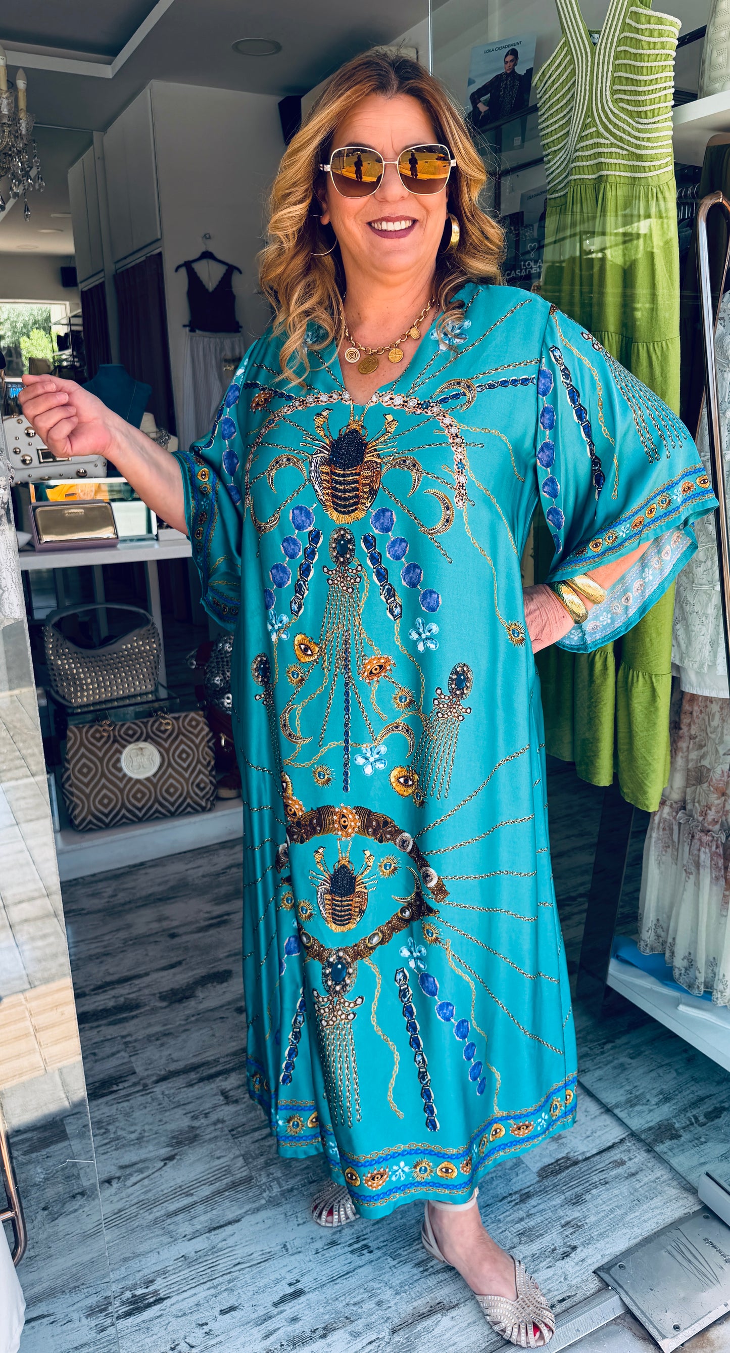 Maxi Καφτάνι με Luxury Jewel Print-2