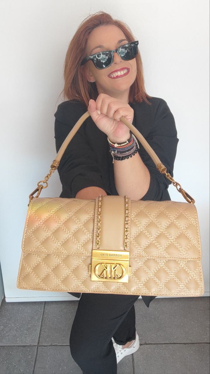 Τσάντα χειρός με λουράκι ώμου appricot-2