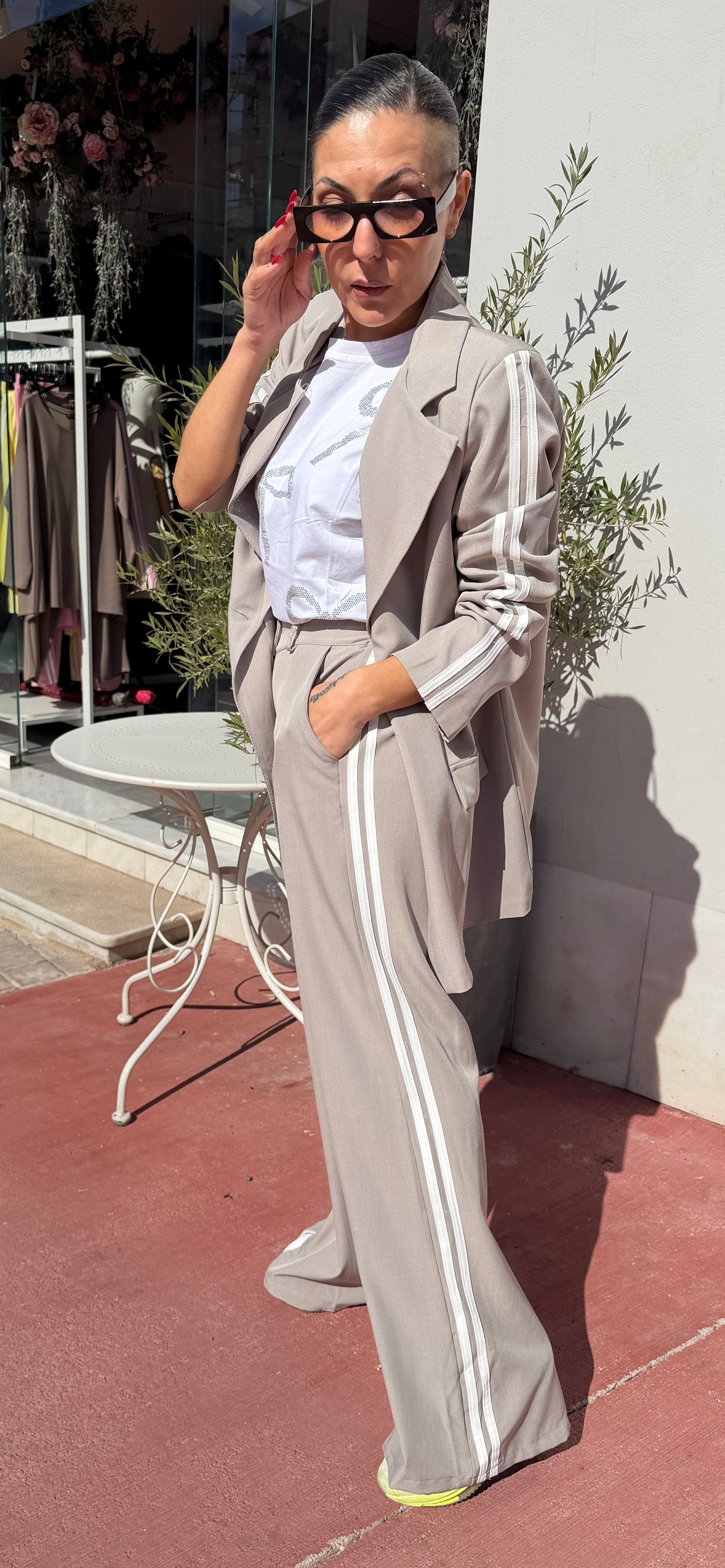 Ash Gray σετ Σακάκι & Παντελόνι και Ρίγα στο πλάι