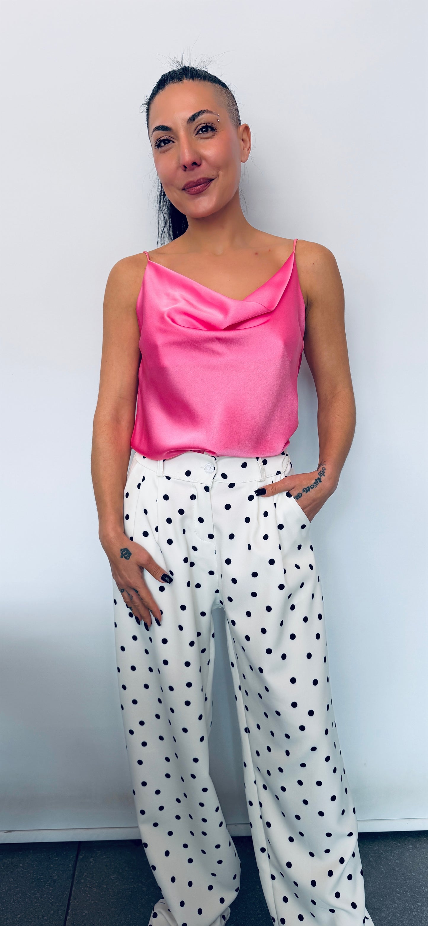 Γυναικείο Top με Ντραπέ Λαιμόκοψη & Λεπτές Τιράντες Ροζ-1