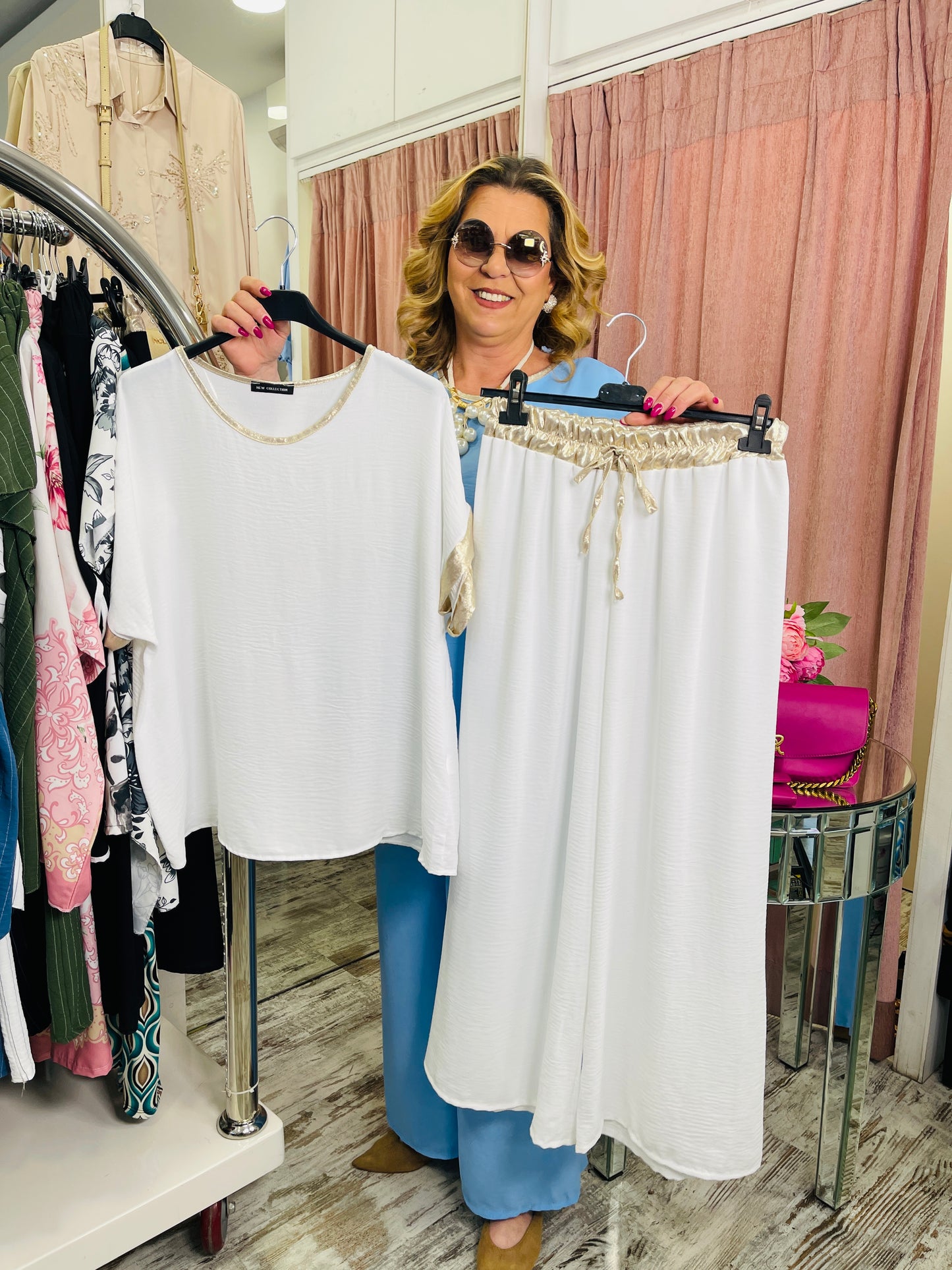Plus Size Καλοκαιρινό Σετ με Άψογη Εφαρμογή Άσπρο-3