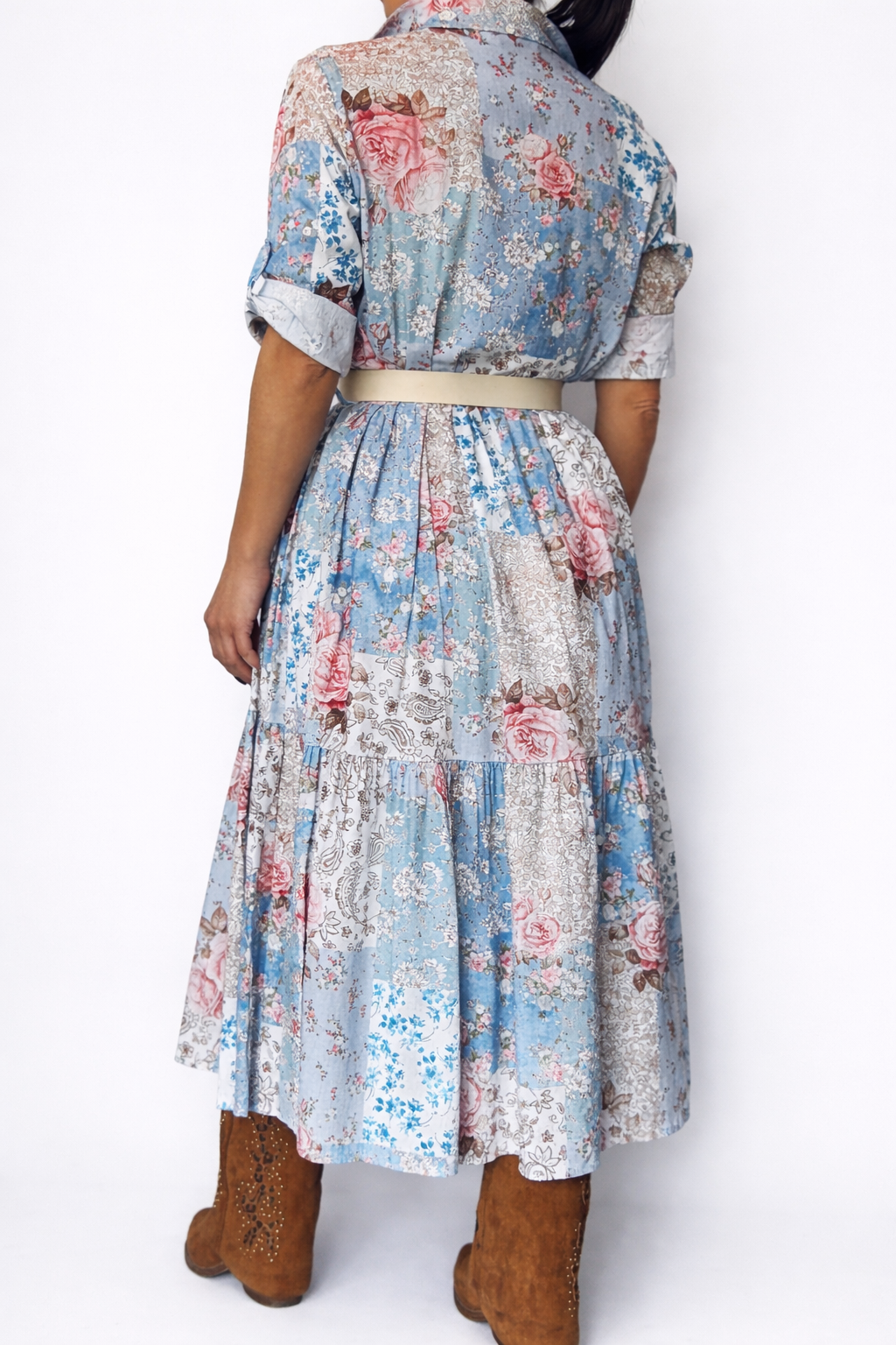 Midi Floral Φόρεμα με Ζώνη – Ρομαντικό & Θηλυκό Look | babyblue-2