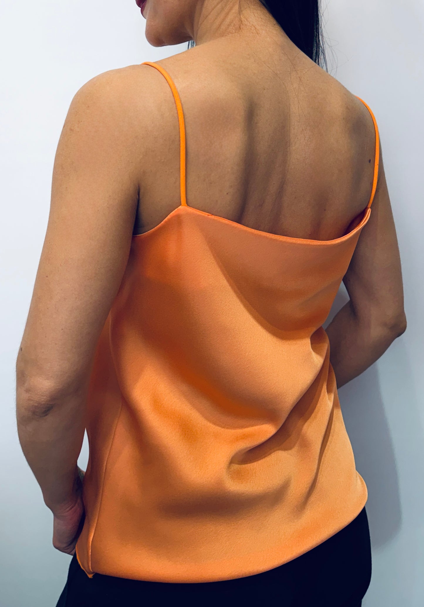 Γυναικείο Top με Ντραπέ Λαιμόκοψη & Λεπτές Τιράντες Κοραλλί-5