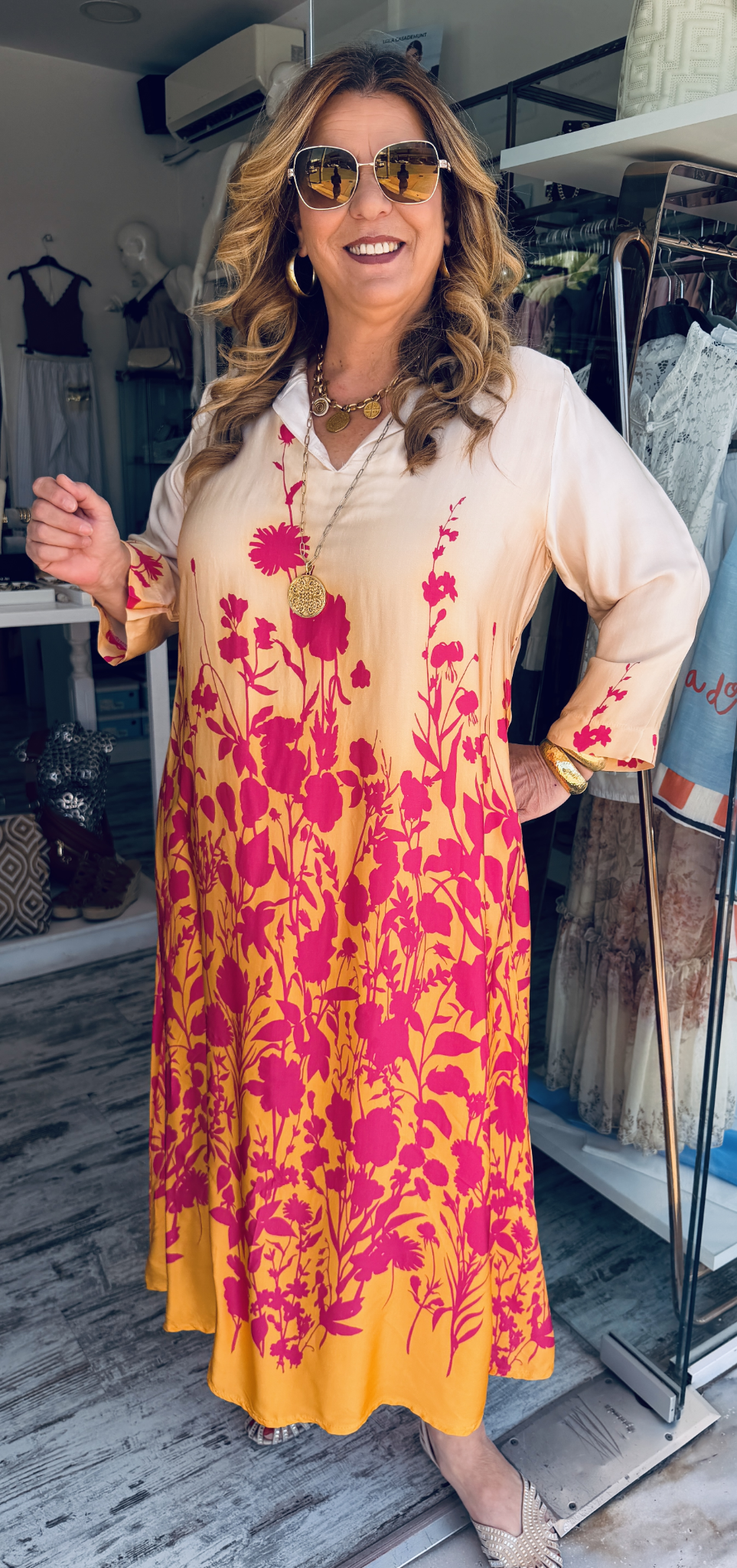 Maxi Καφτάνι Φόρεμα με Floral Print-1