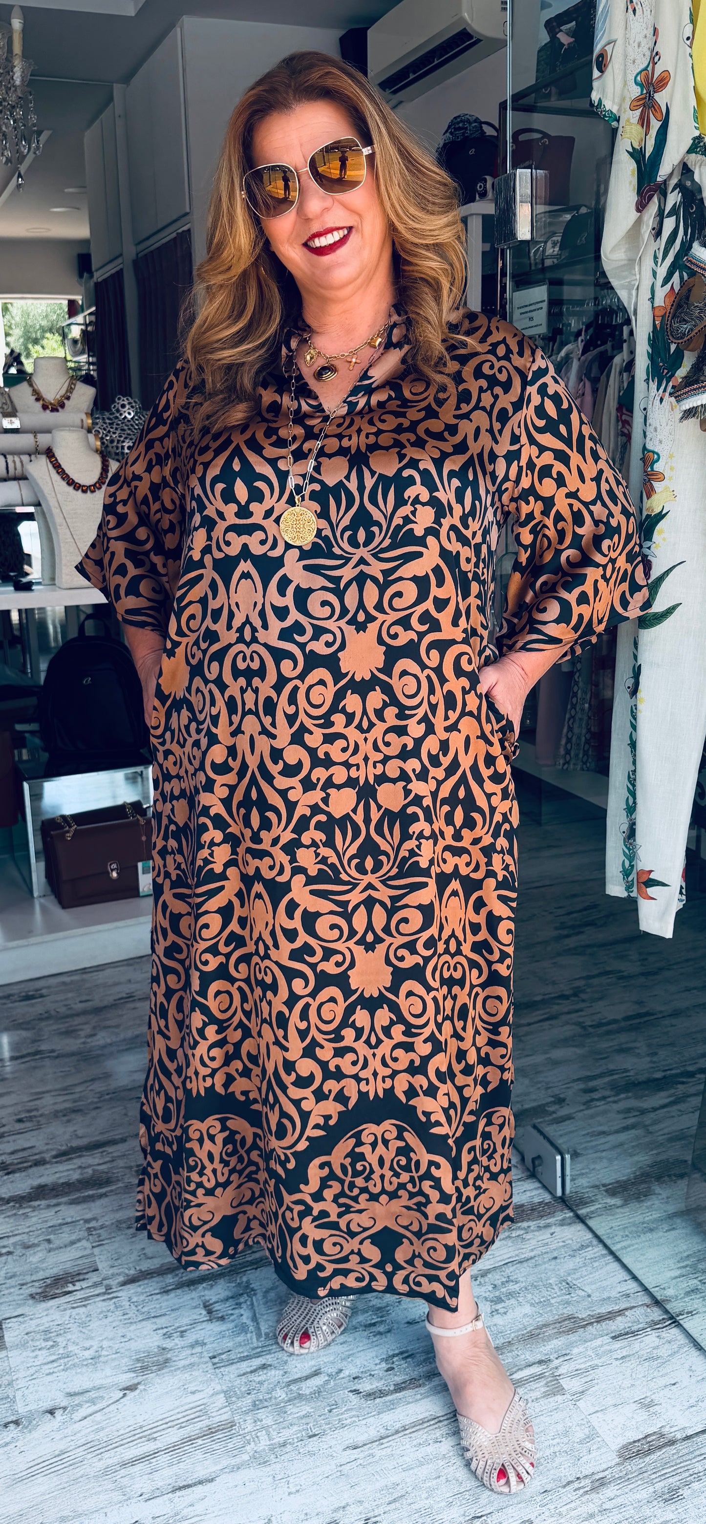 Αέρινο Καφτάνι Viscose με Baroque Print