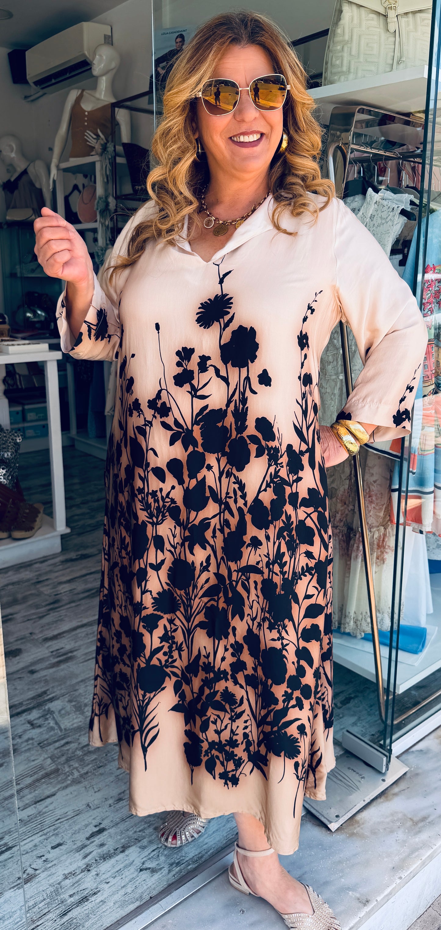 Maxi Καφτάνι Φόρεμα με Floral Print-3