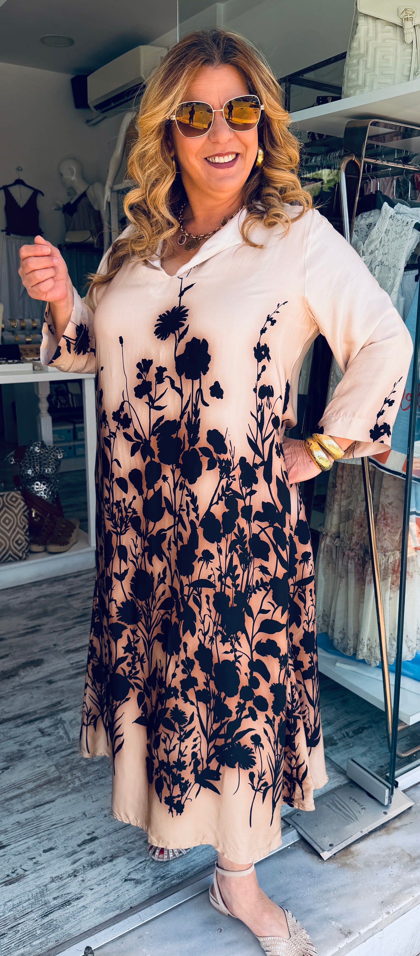 Maxi Καφτάνι Φόρεμα με Floral Print-3