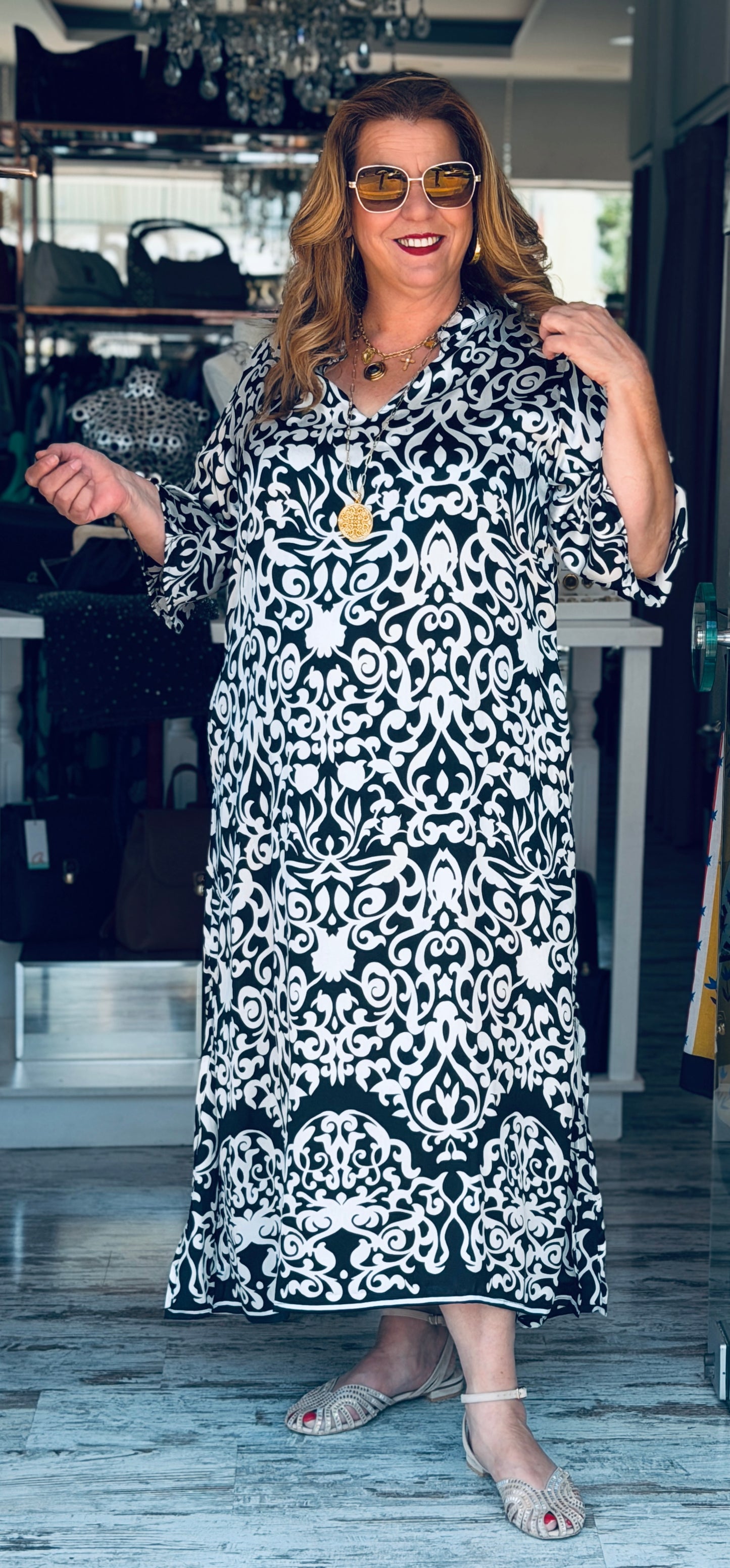 Αέρινο Καφτάνι Viscose με Baroque Print