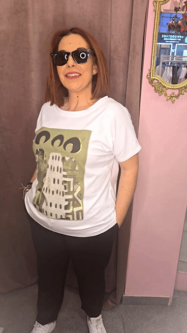 Γυναικείο T-Shirt με Ethnic Print Πουρο-2