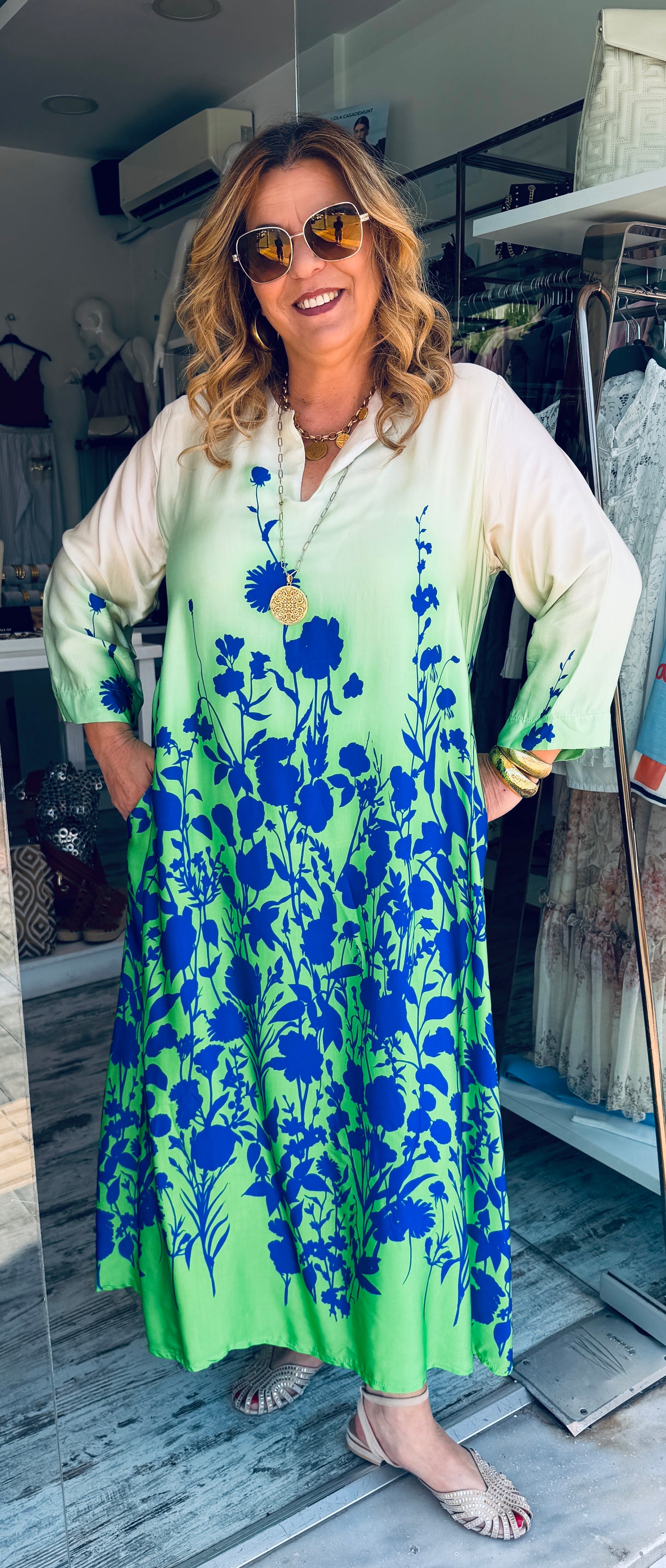 Maxi Καφτάνι Φόρεμα με Floral Print-2