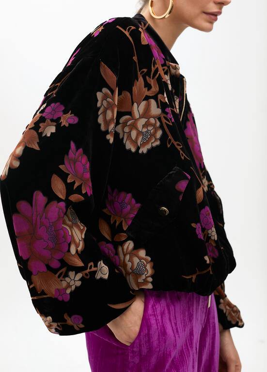 LOLA CASADEMUNT Βελούδινο bomber φλοραλ