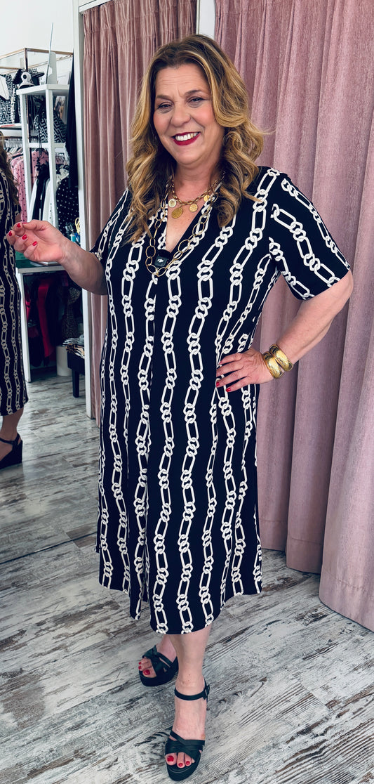 Καφτάνι “Chain” με Mao Γιακά – Boho & Elegant