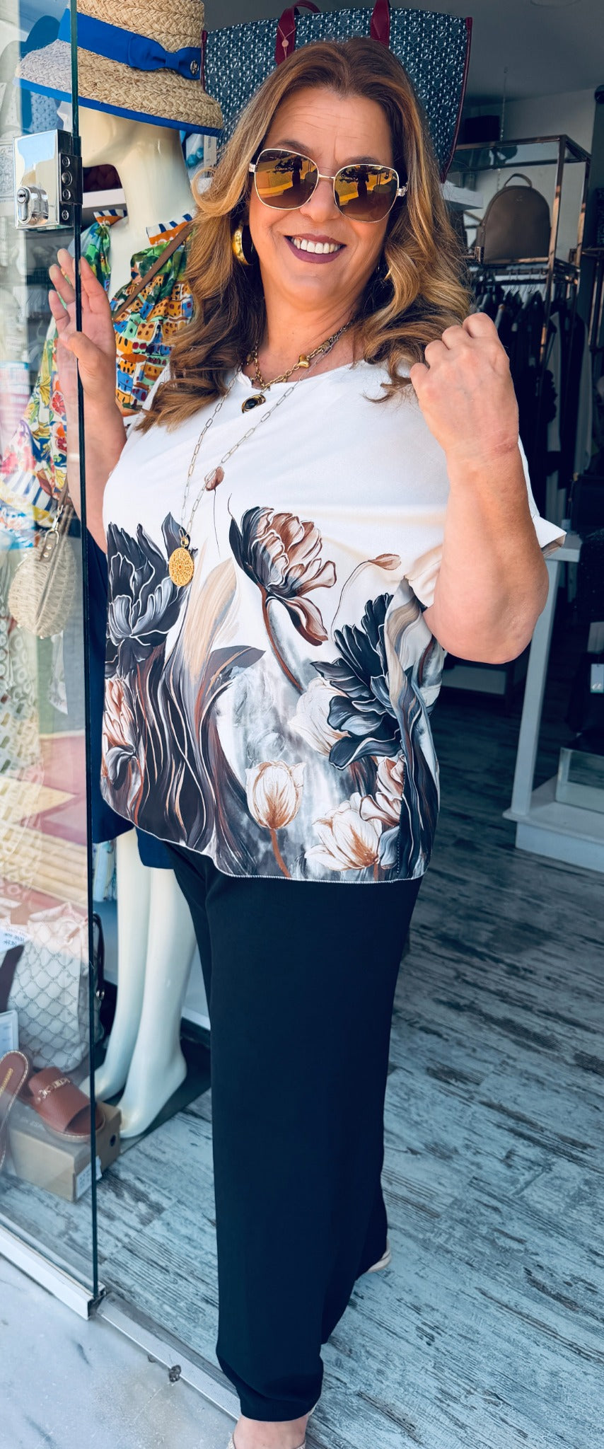 Βαμβακερό Σετ Floral με Παντελόνα & Μπλούζα