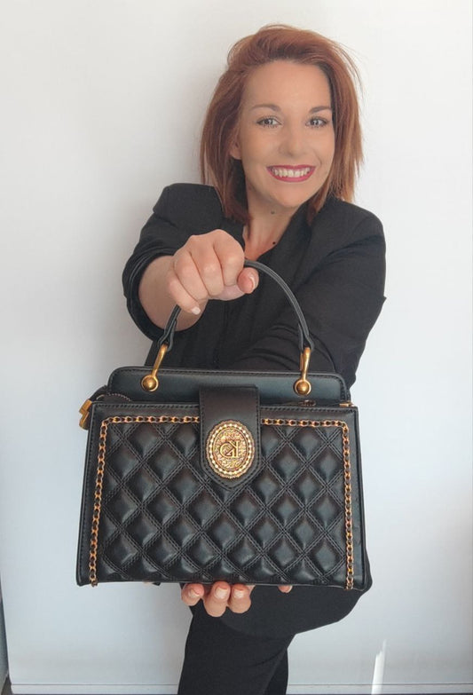 Τσάντα χειρός με λουράκι ώμου μαύρο-1