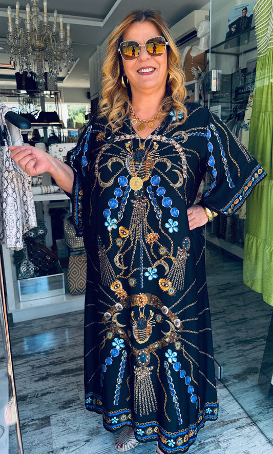 Maxi Καφτάνι με Luxury Jewel Print-1