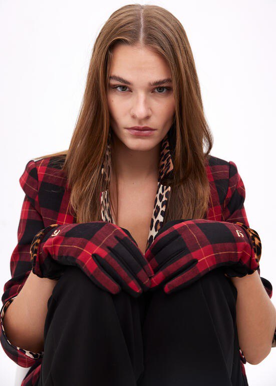 LOLA CASADEMUNT Γάντια καρω με animal print επένδυση