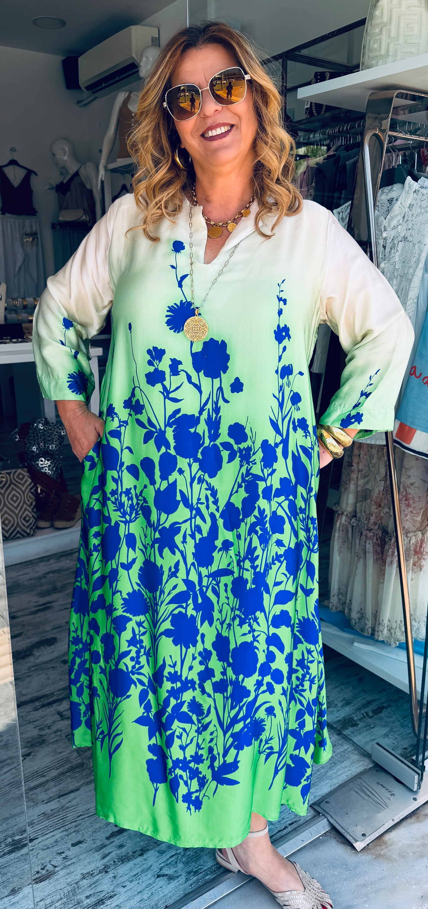 Maxi Καφτάνι Φόρεμα με Floral Print-2