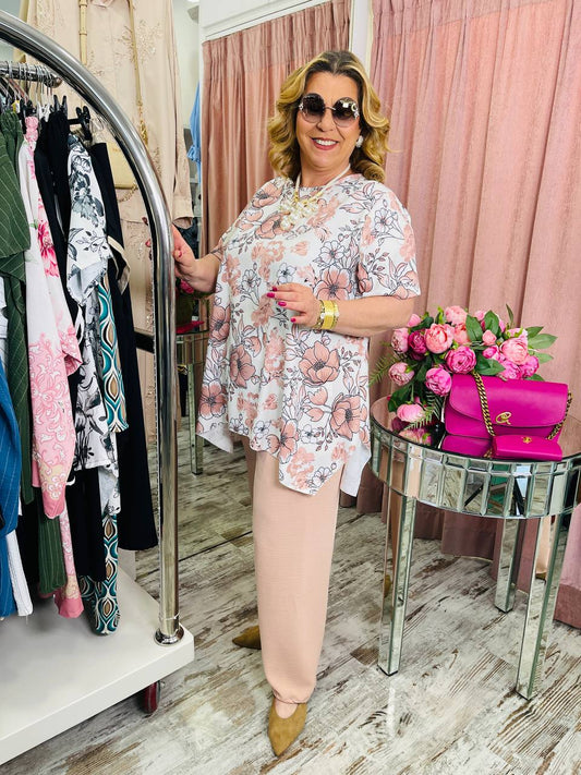 Καλοκαιρινό Plus Size Σετ με Τέλεια Εφαρμογή Σομόν -1