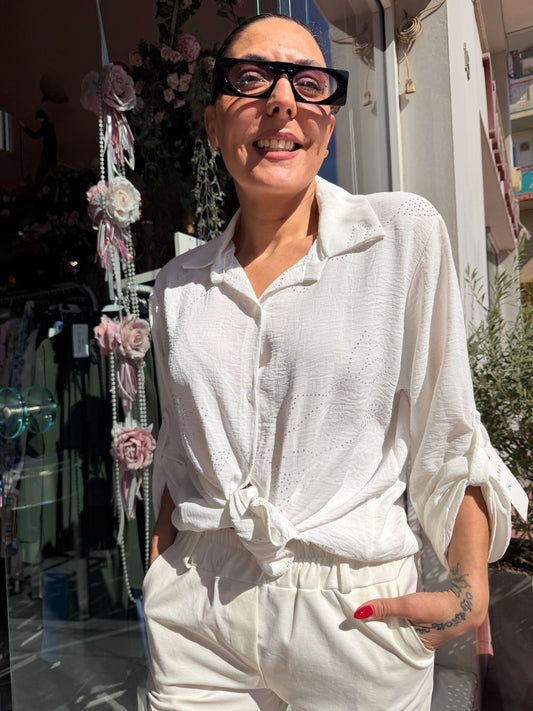 Πουκάμισο λευκο με διακριτικά στρασακια-1