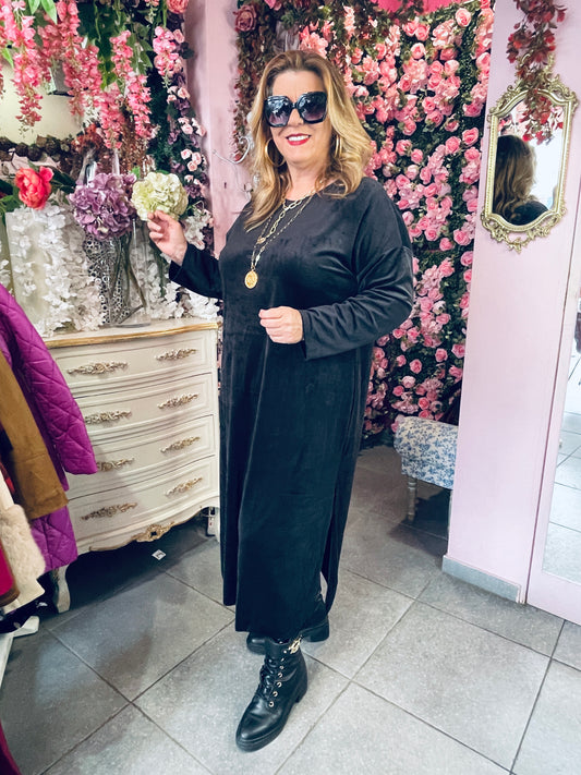 Υπέροχο Velvet φόρεμα Μαύρο-5