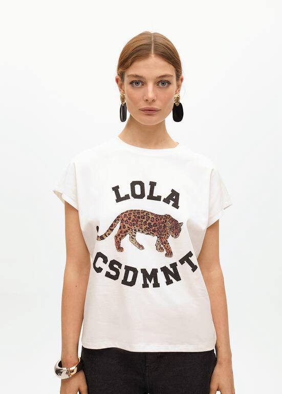 LOLA CASADEMUNT Βαμβακερό t-shirt με στρας