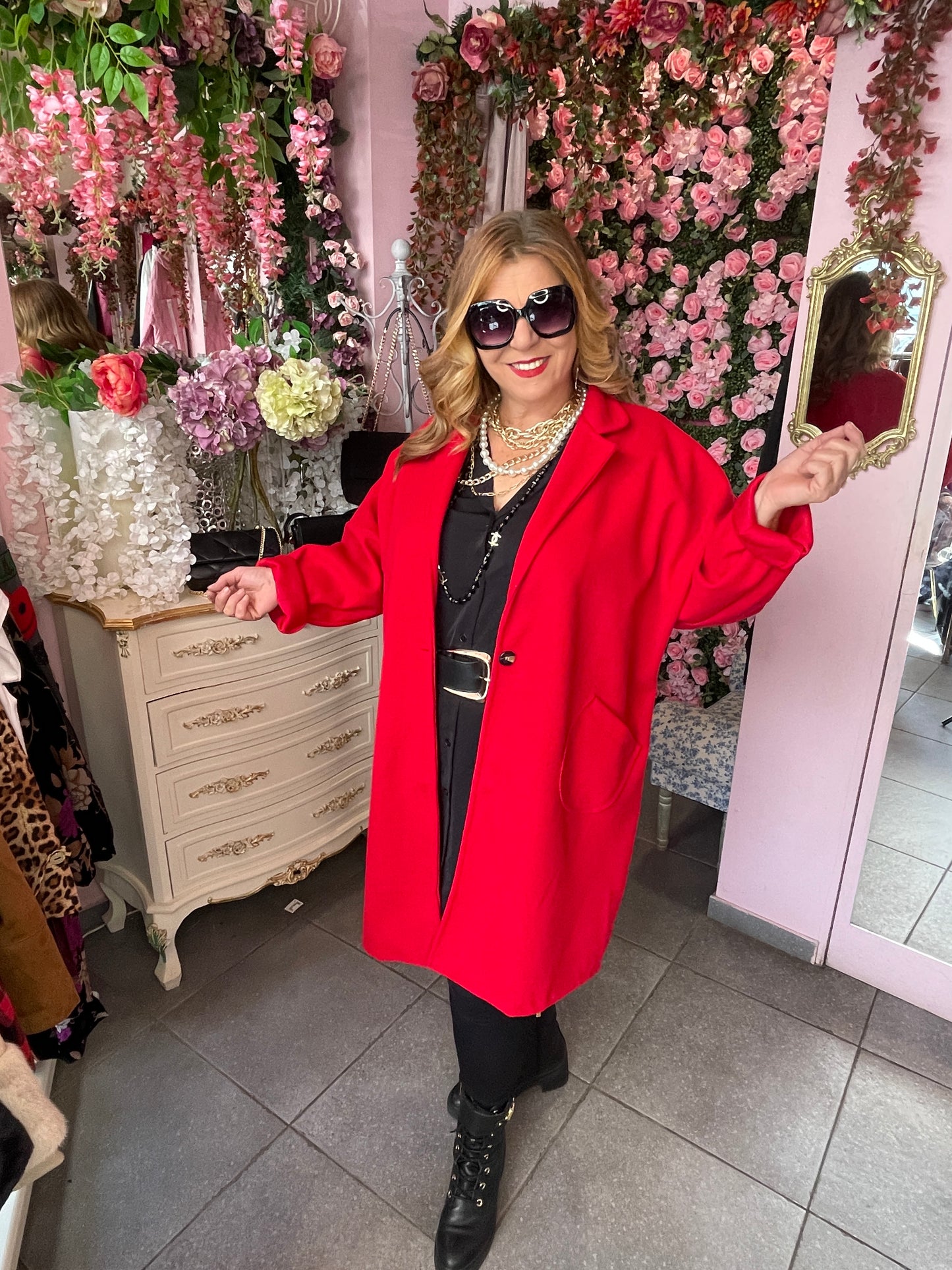 Παλτό over sized Κόκκινο-1