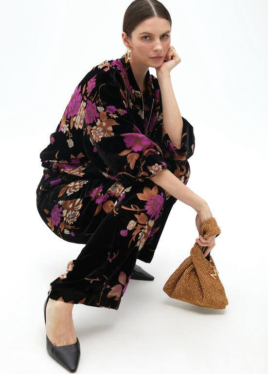 LOLA CASADEMUNT Βελούδινο, φλοραλ παντελόνι