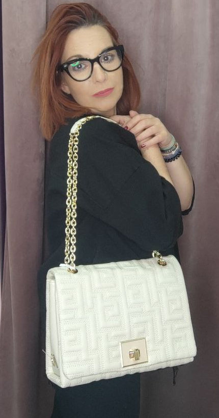 Ari Gorgio Μπεζ Καπιτονέ Χειροποίητη Τσάντα Ώμου