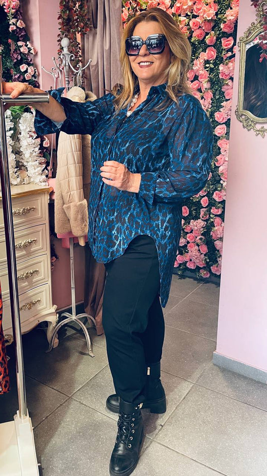 Πουκάμισο Animal διάφανο ΜΠΛΕ-4