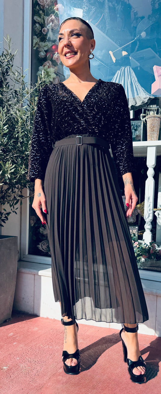 φόρεμα με στρας dark chocolate