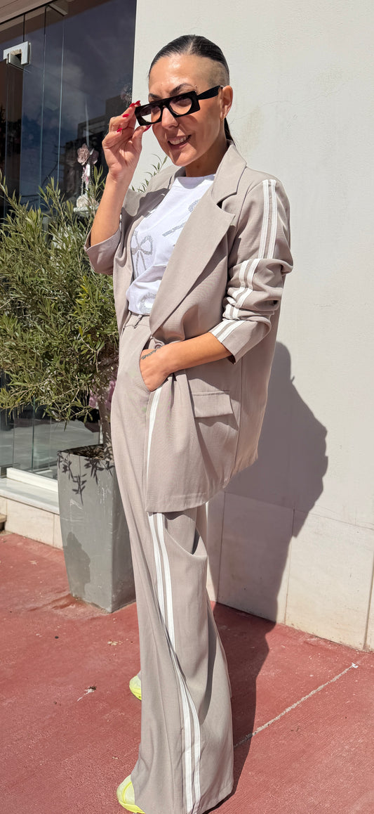 Ash Gray σετ Σακάκι & Παντελόνι και Ρίγα στο πλάι