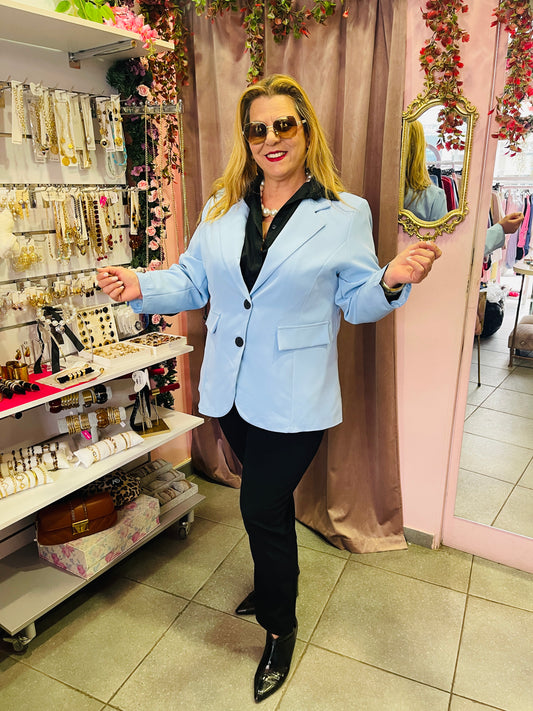 Κομψό Γυναικείο Σακάκι με Κουμπιά Μπλε-4