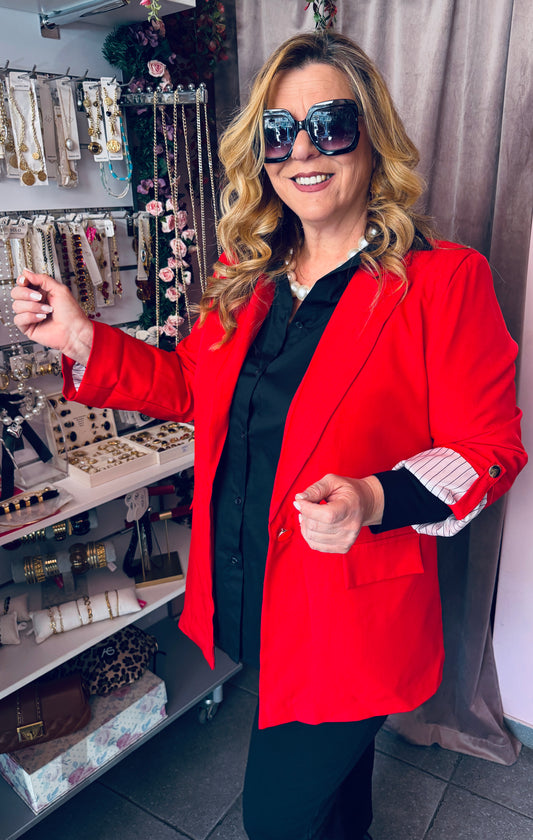 Κομψό Γυναικείο Σακάκι με Ριγέ Λεπτομέρεια – Μοντέρνο Blazer