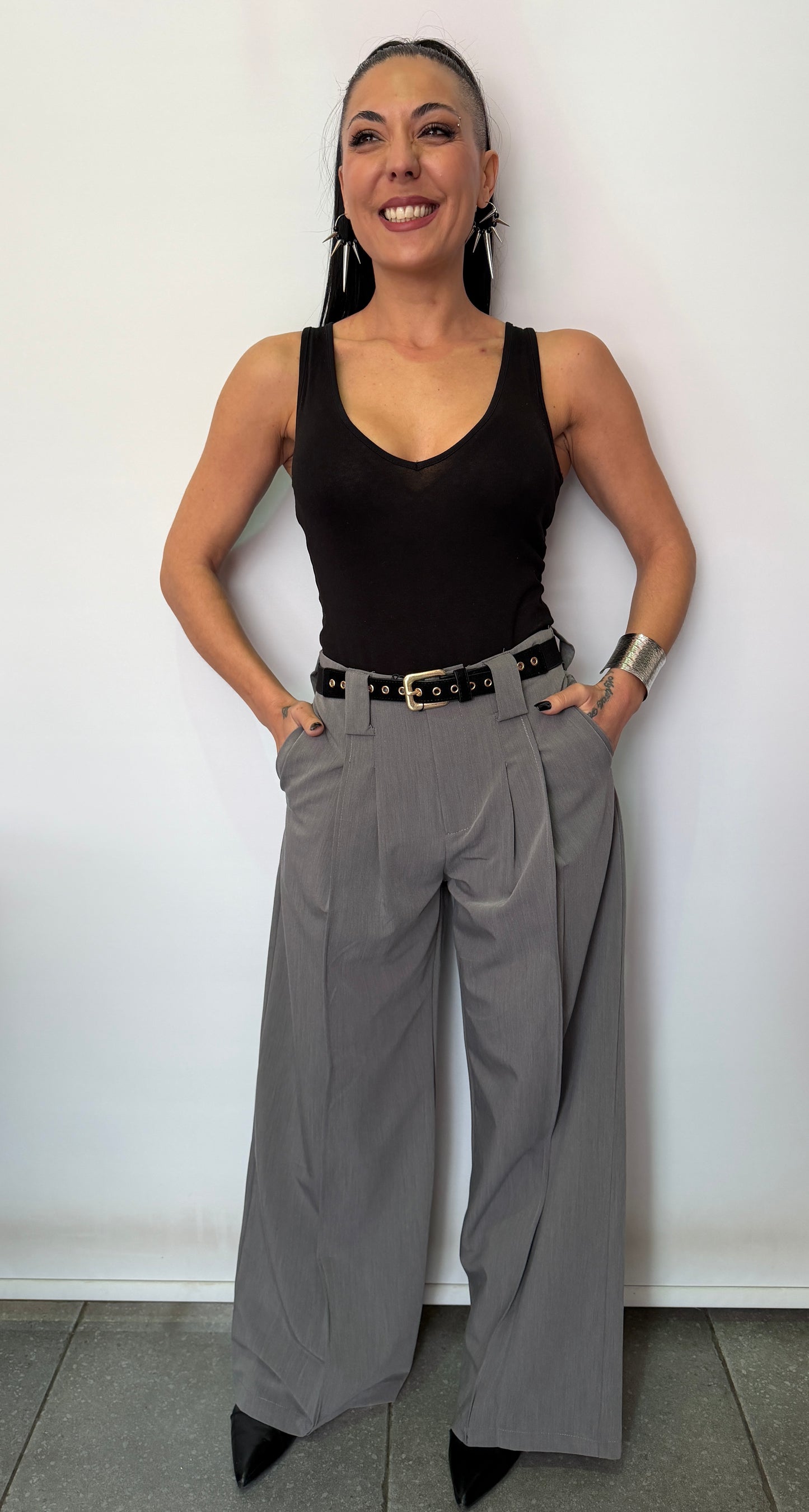 Γυναικείο Παντελόνι Ψηλόμεσο με Πιέτες