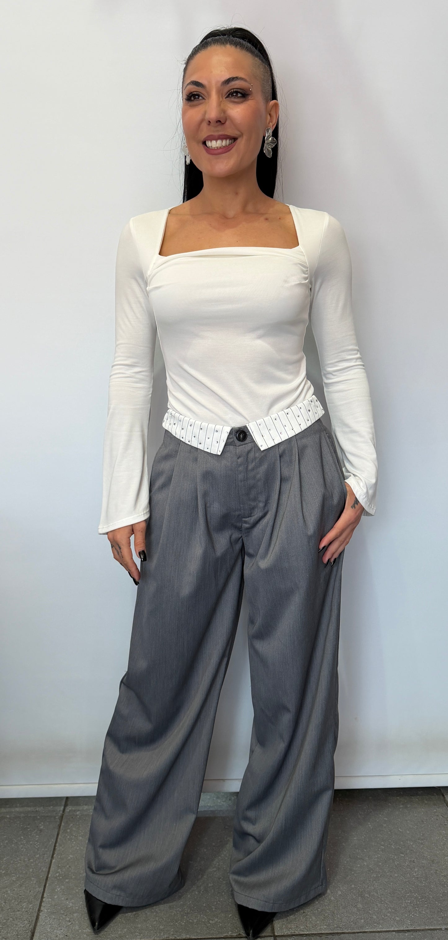 Γυναικείο Ψηλόμεσο Παντελόνι με Πιέτες και Ζώνη – Wide Leg Elegant Style