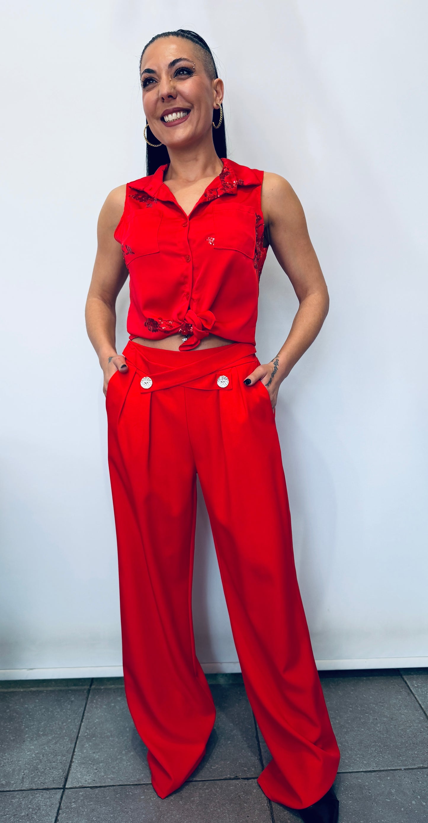 Γυναικείο Παντελόνι Ψηλόμεσο με Λάστιχο & Πιέτες