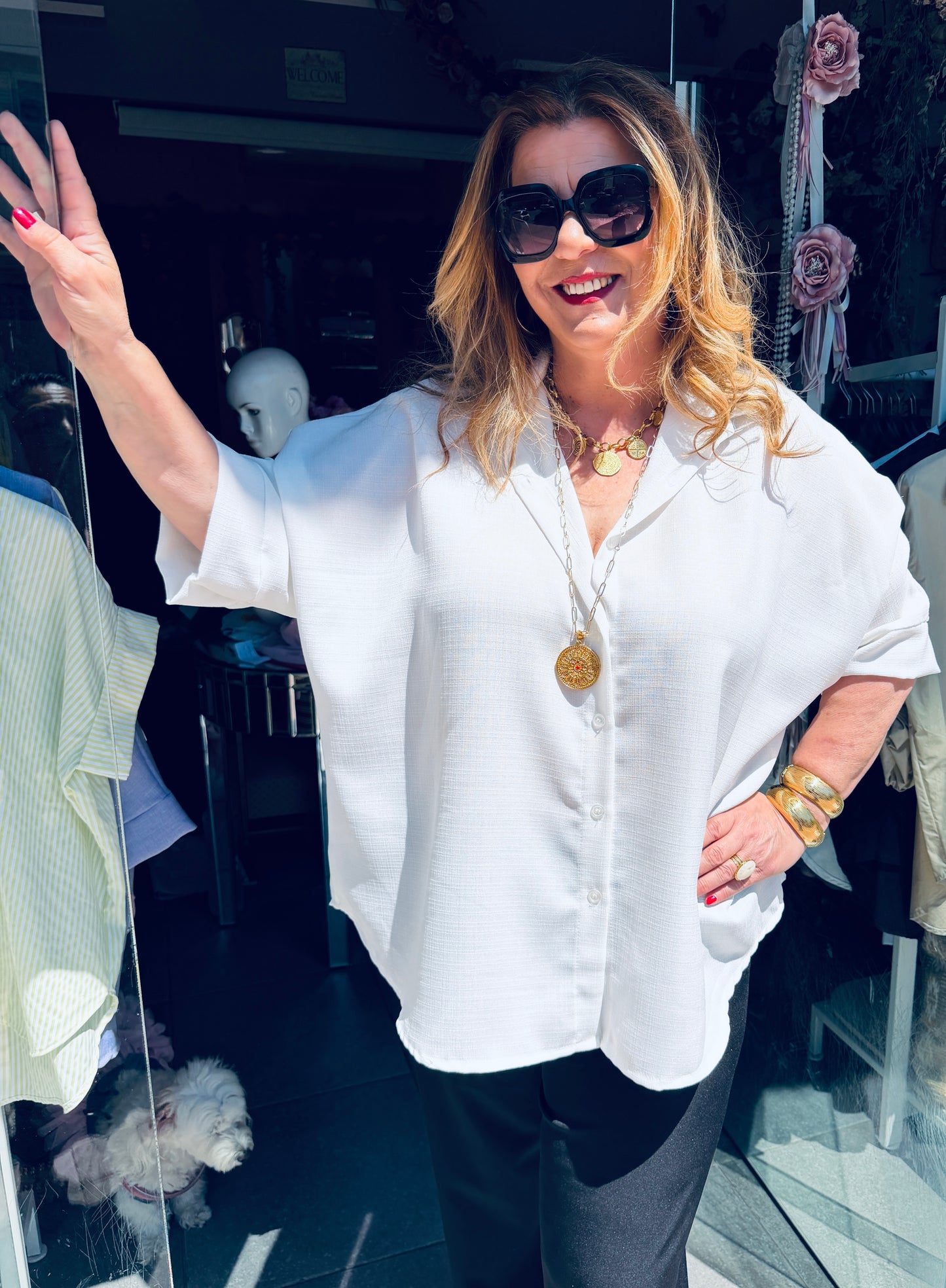 Άσπρο Πουκάμισο Λινό Look με Ρεβέρ Μανίκι & Κουφόπιετα-2