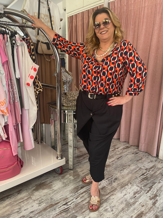 Πουκάμισο με γεωμετρικά σχέδια Μαυρο Κοραλί-1