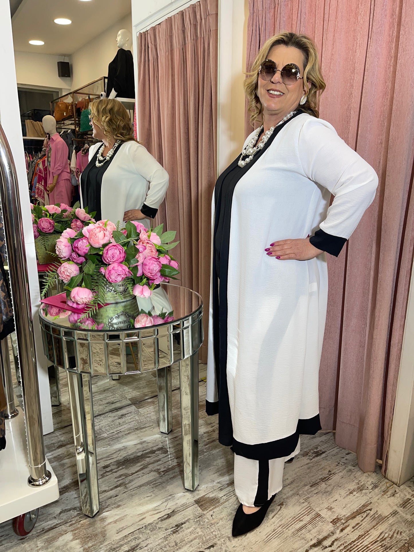 Σετ Παντελόνα, Μπλούζα και Κιμονό Άσπρο