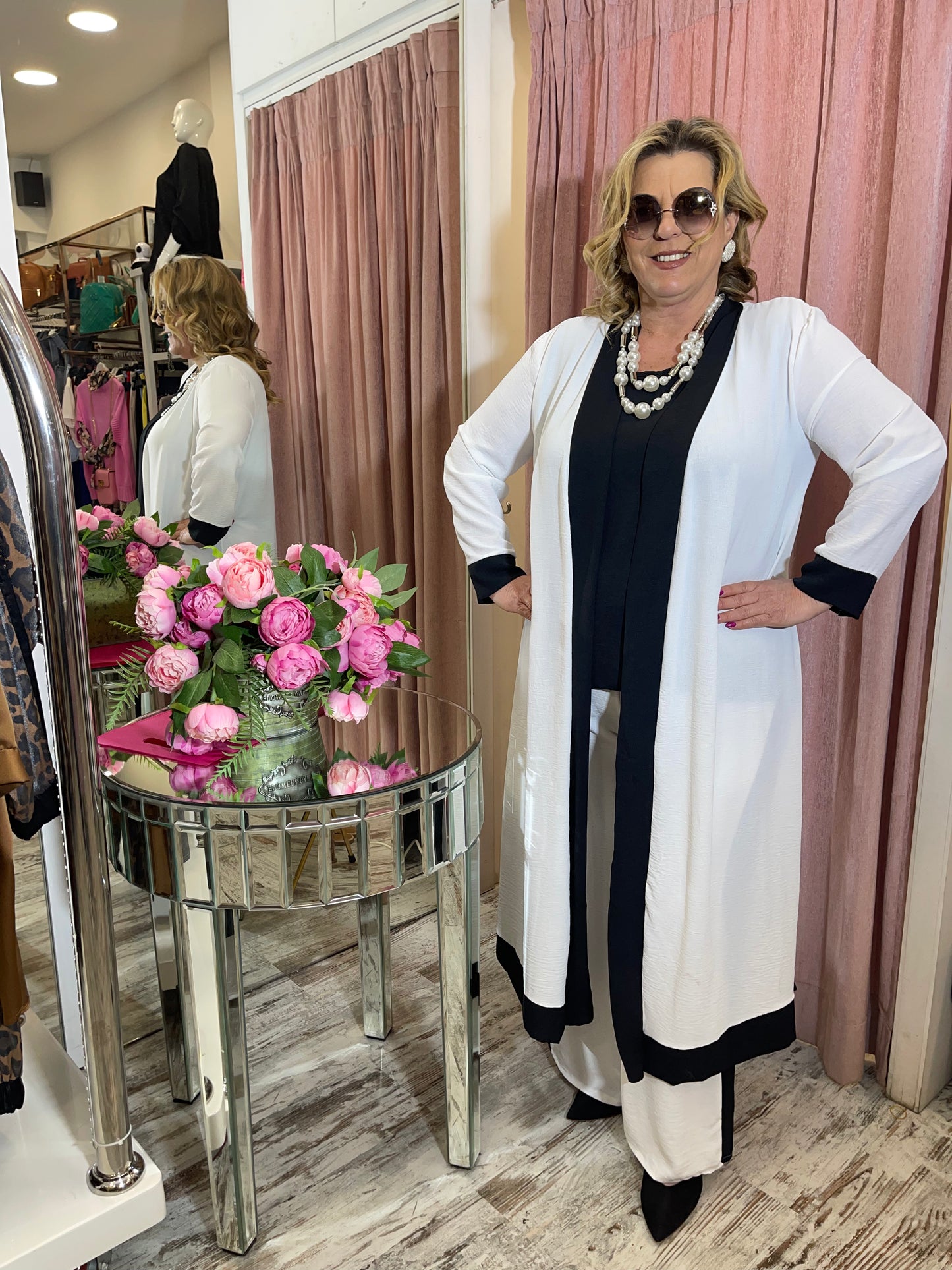 Σετ Παντελόνα, Μπλούζα και Κιμονό Άσπρο