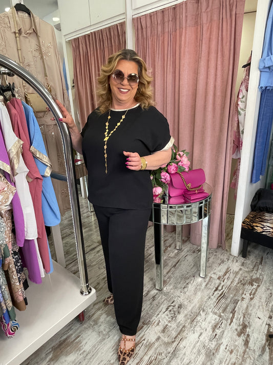 Plus Size Καλοκαιρινό Σετ με Άψογη Εφαρμογή Μαύρο -1