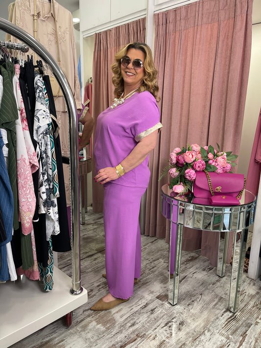 Plus Size Καλοκαιρινό Σετ με Άψογη Εφαρμογή Μωβ-4