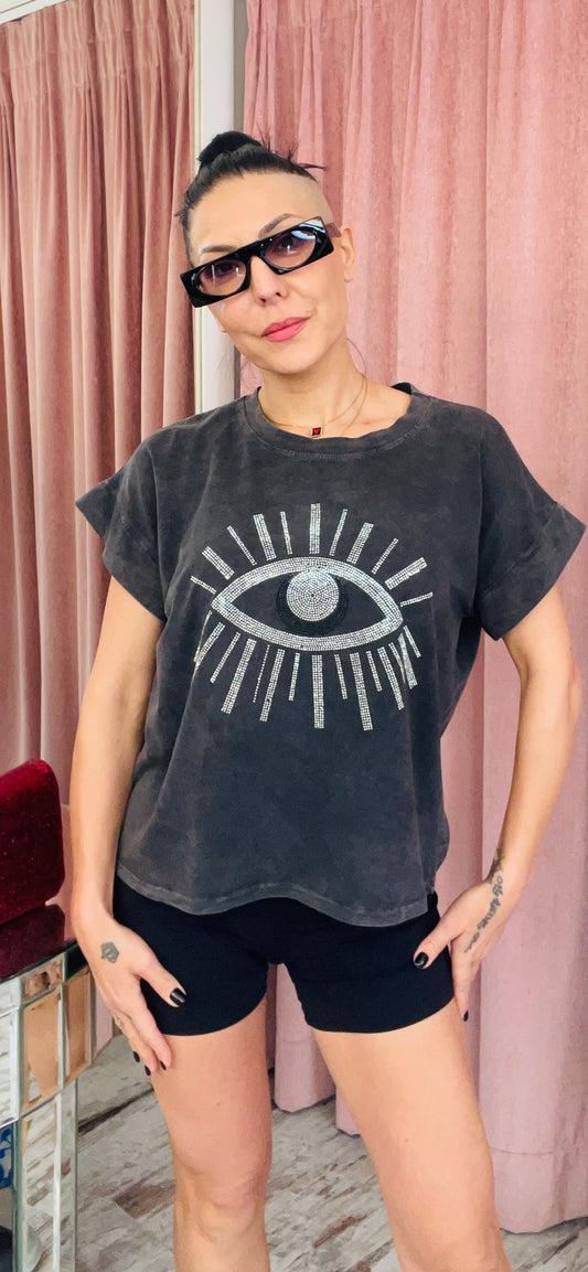 Υπέροχο T-shirt LuckyEye Γκρι-1