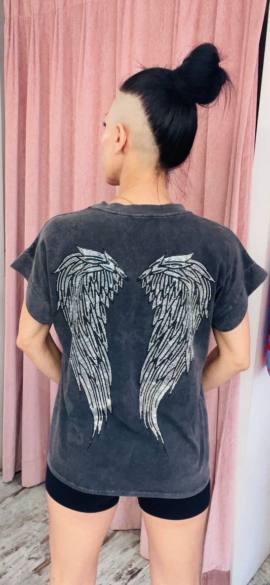 Υπέροχο T-shirt Angel Γκρι-1
