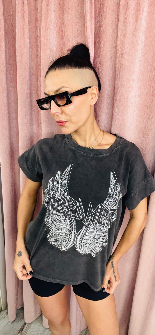 Υπέροχο T-shirt Dreamer Γκρι-1