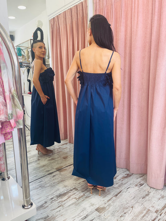 Πολυτελές Φόρεμα με Αίσθηση Μεταξιού και Σφιγγοφωλιά – One Size